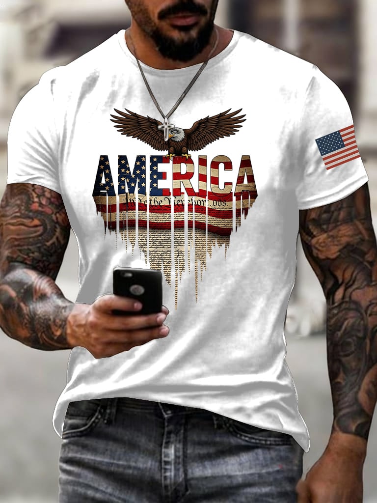 Men's Casual 250th Anniversary Commemorative National Flag T-shirt