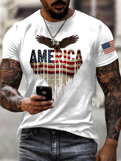 Men's Casual 250th Anniversary Commemorative National Flag T-shirt