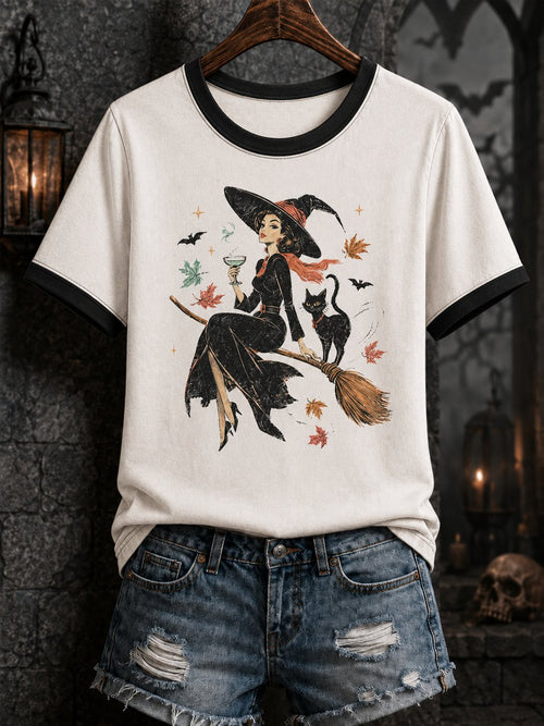 Women's Black Cat + Halloween Tee