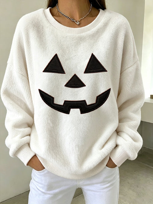 Women's Halloween Pumpkin Face Sweatshirt