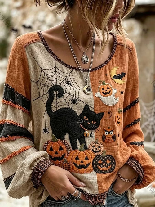 Women's Vintage Halloween Print Top
