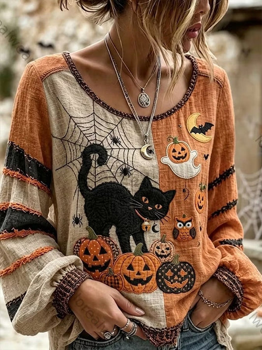 Women's Vintage Halloween Print Top