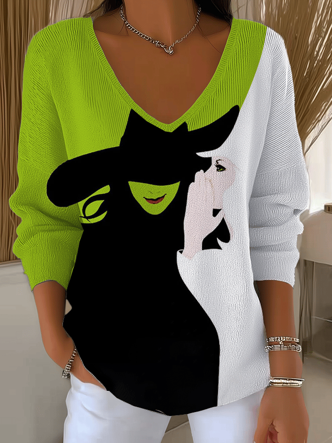 Women's Halloween Witch Print Long Sleeve Top