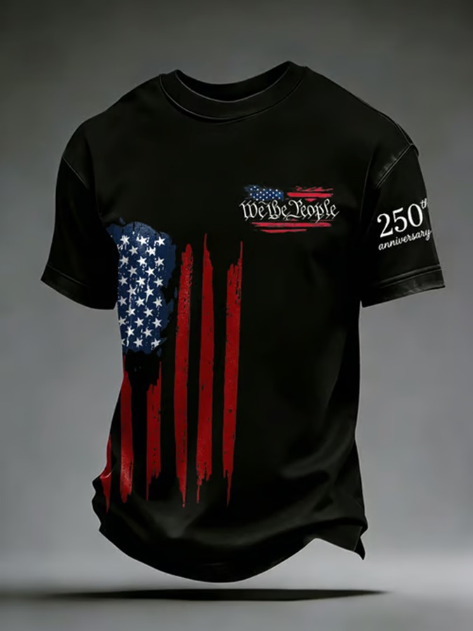 Men's Retro We The People American 1776-2026 Print Casual T-shirt