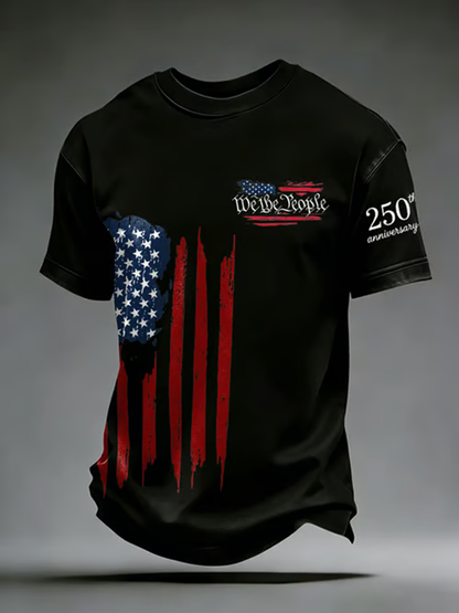 Men's Retro We The People American 1776-2026 Print Casual T-shirt