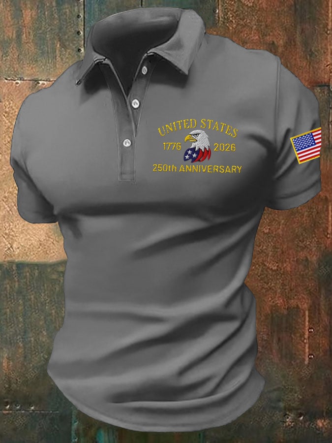 Men's America 250th Anniversary Print Casual Polo Shirt