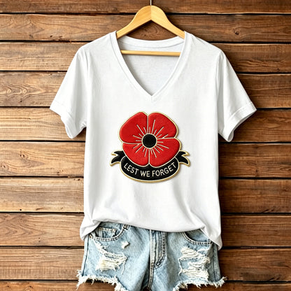 Women's Memorial Day Poppy Art Printed T-Shirt