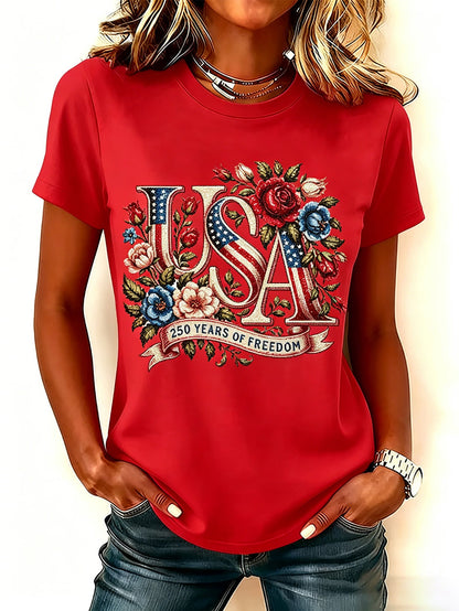 Women's 250th Anniversary Freedom Flower Art  Print   Shirt