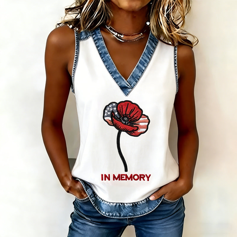 Women's Memorial Day Poppy Printed Tank Top