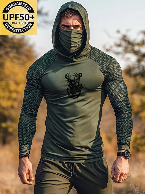 Men's Outdoor Sun Protection Breathable Cool Hooded Sun Protection Long-Sleeved Top