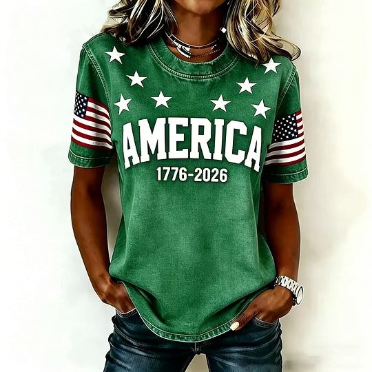 🔥Buy 3 Get 10% Off🔥Women's 1776 Independence Day Flag Print Casual T-shirt