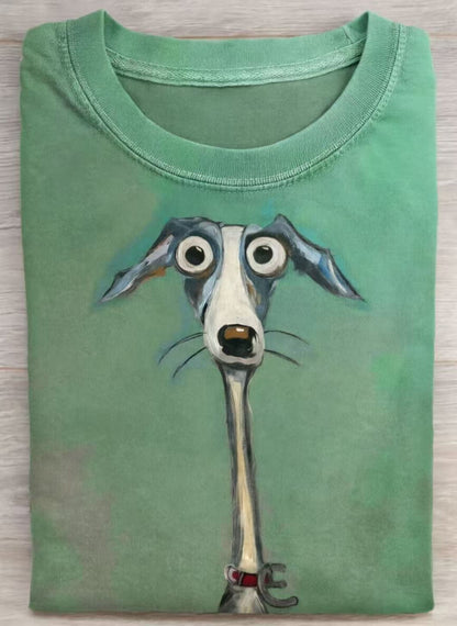 Funny Dog Art Print Casual Short Sleeve T-shirt