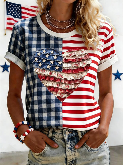 Women's USA 250 Years Inspired Floral Linen T-Shirt