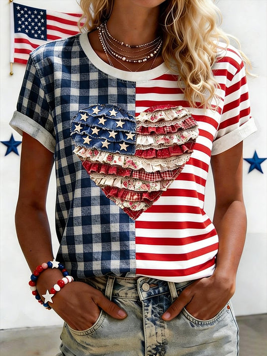 Women's USA 250 Years Inspired Floral Linen T-Shirt