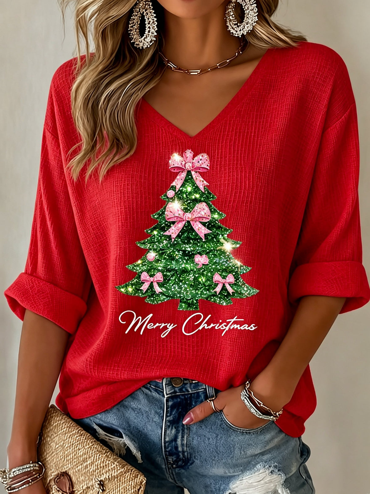 Women's Christmas Print Shirt