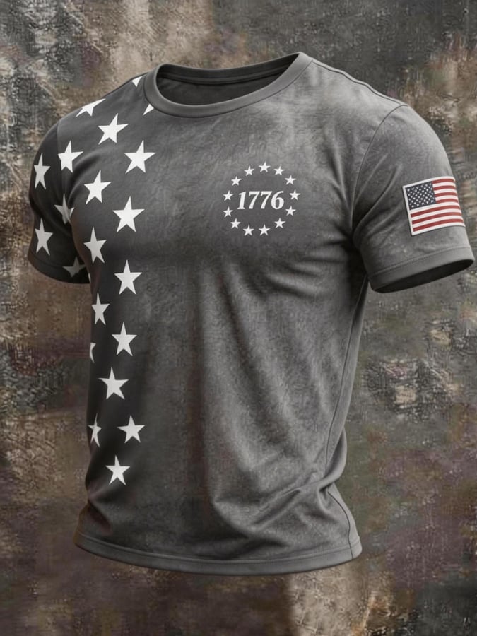 Men's Retro Biker "Route 66" Crew Neck Short-Sleeve T-Shirt