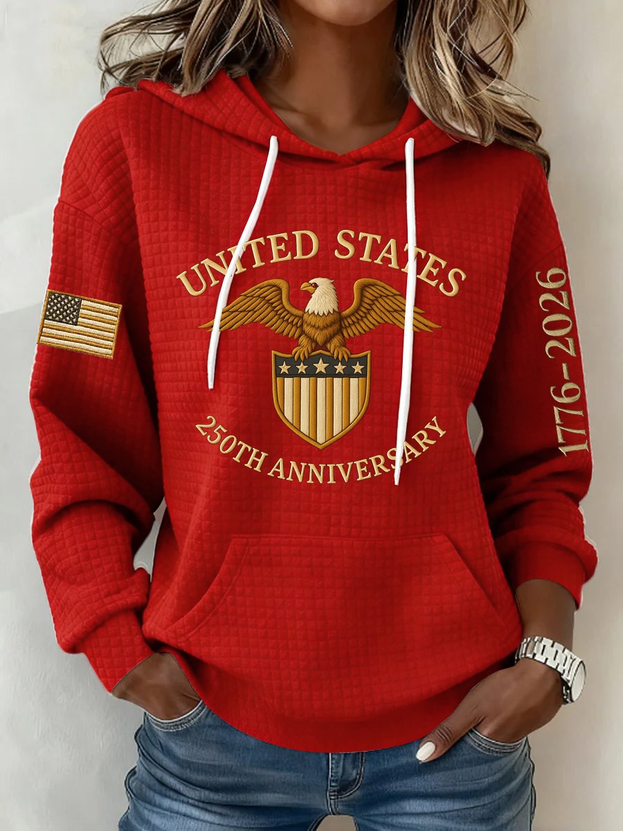Women'S Casual Hoodie With American 250th Anniversary Print.