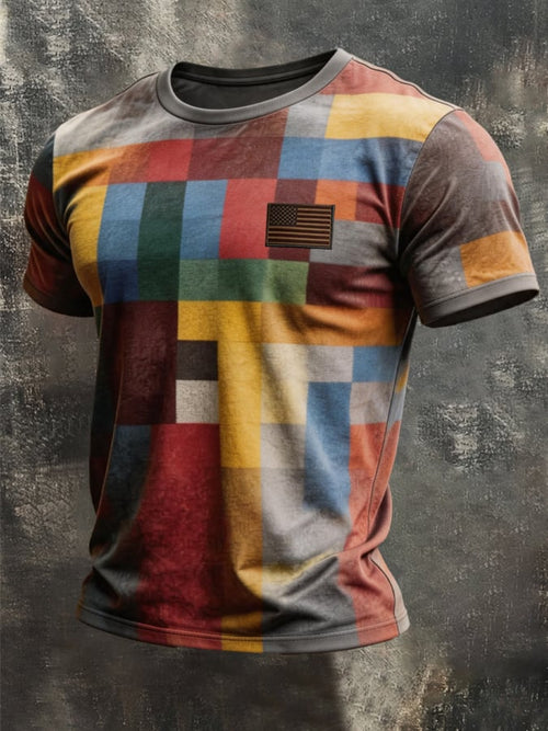 Men's Retro Biker "Route 66" Crew Neck Short-Sleeve T-Shirt