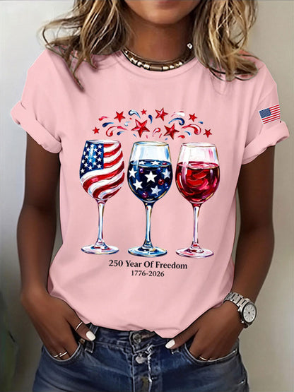 🔥Buy 3 Get 10% Off🔥Women'S  America Flag Printed Casual T-Shirt