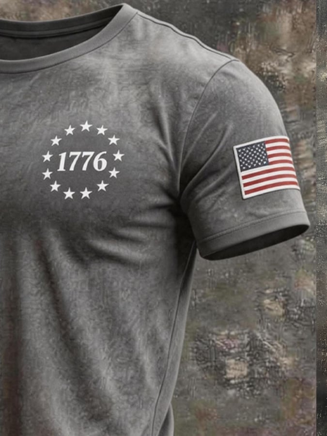Men's Retro Biker "Route 66" Crew Neck Short-Sleeve T-Shirt
