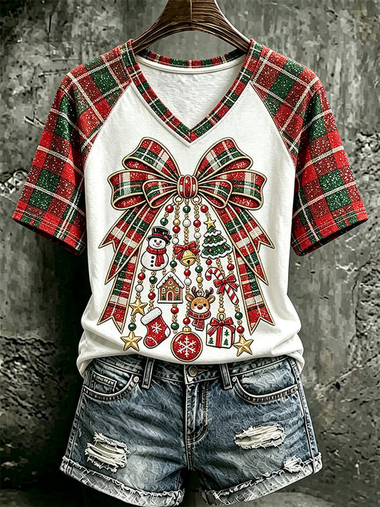 Women's Retro Christmas Print Top