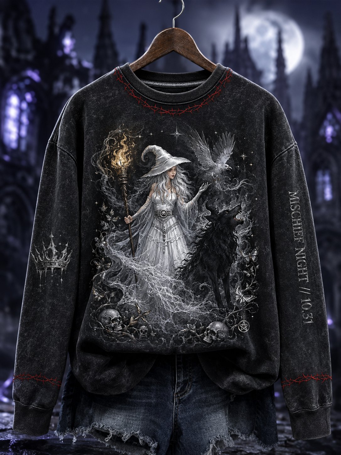 Women'S She Has The Soul Of A Gypsy, The Heart Of A Hippie, And The Spirit Of A Witch Print Sweatshirt