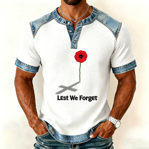 Men's Memorial Day Lest We Forget Poppy Art Casual Top