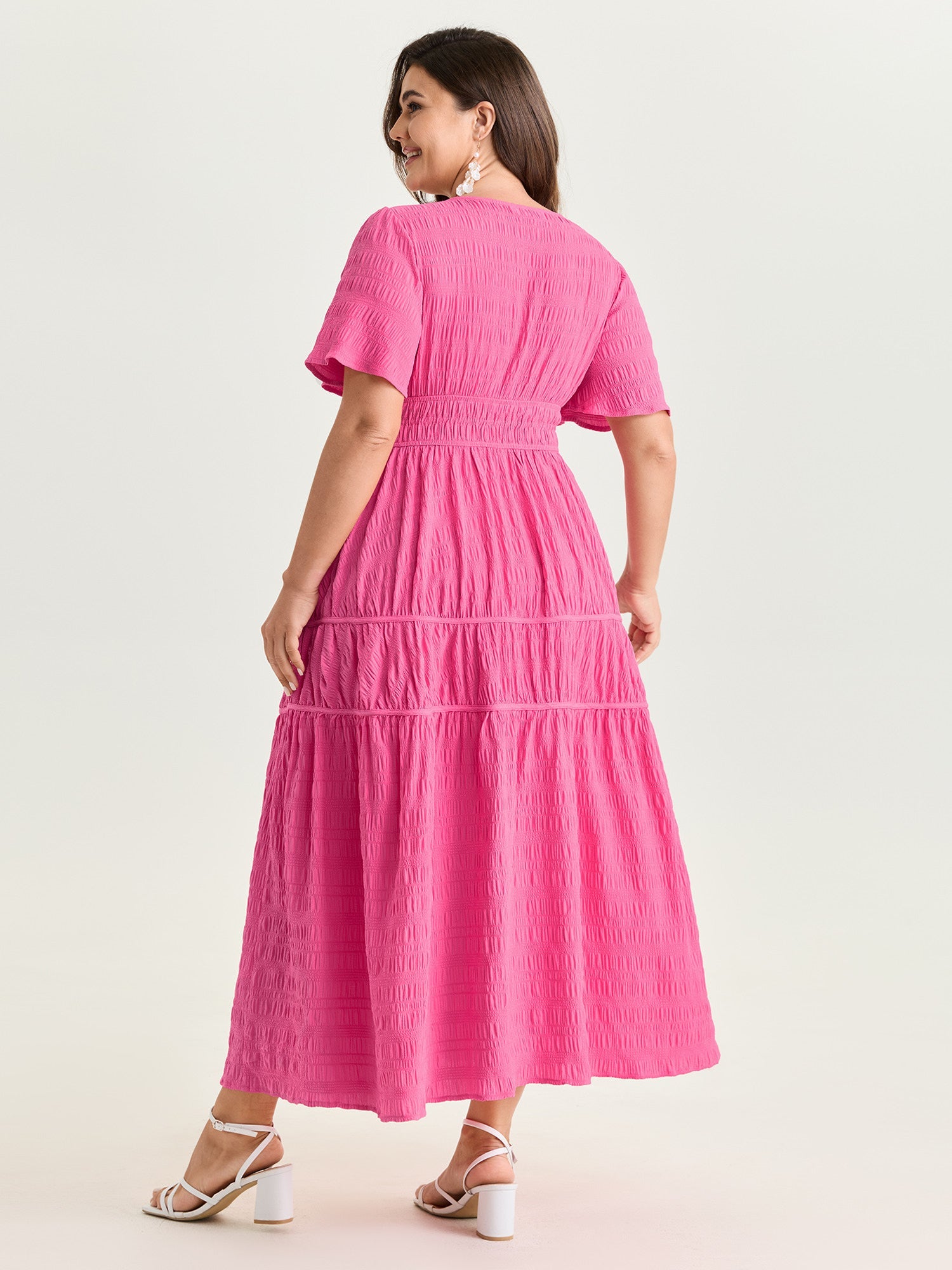 Textured Cinched-Waist Maxi Dress