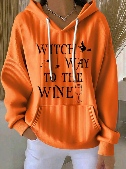 🔥Buy 2 Get 10% Off🔥Women'S Witch Way To The Wine Print Casual Hoodie