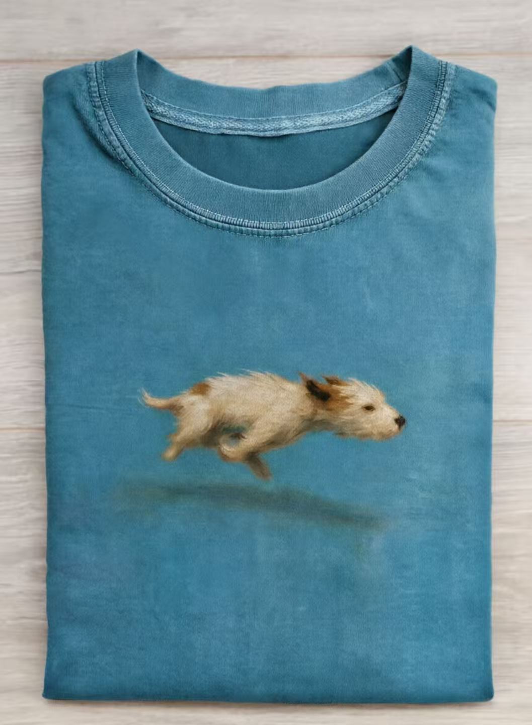 Funny Cute Running Dog Art Print Casual Cotton Short Sleeve T-shirt