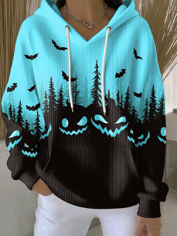 🔥HOT SALE🔥Women's Retro Halloween Spooky Face Print Casual Sweatshirt