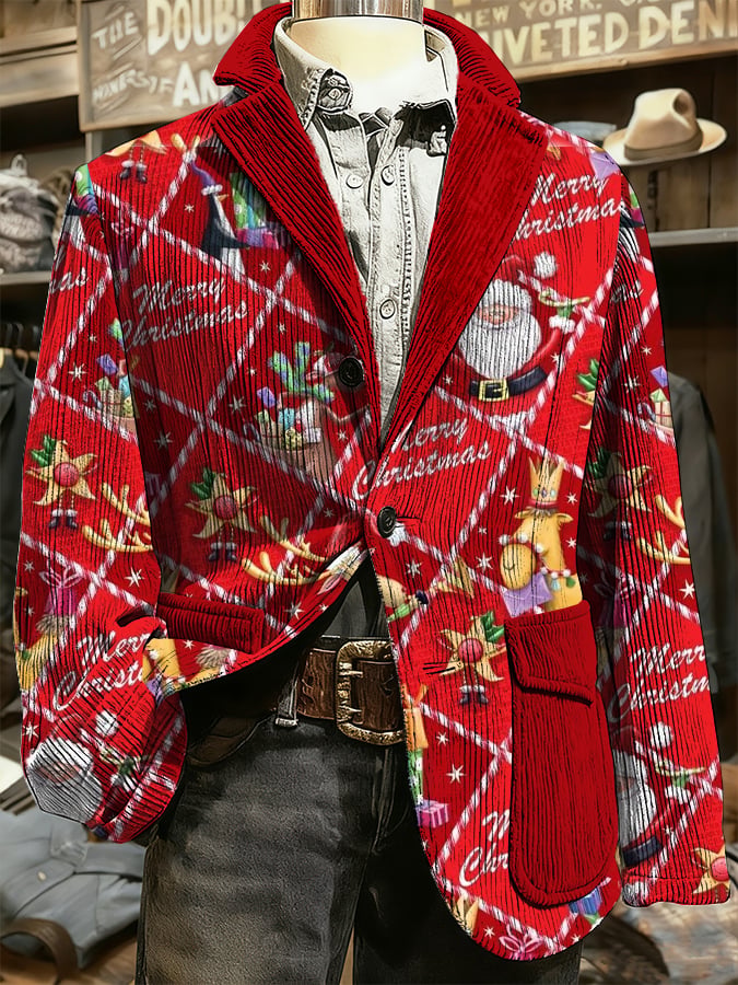 Men's Christmas Art Design Print Casual Coat