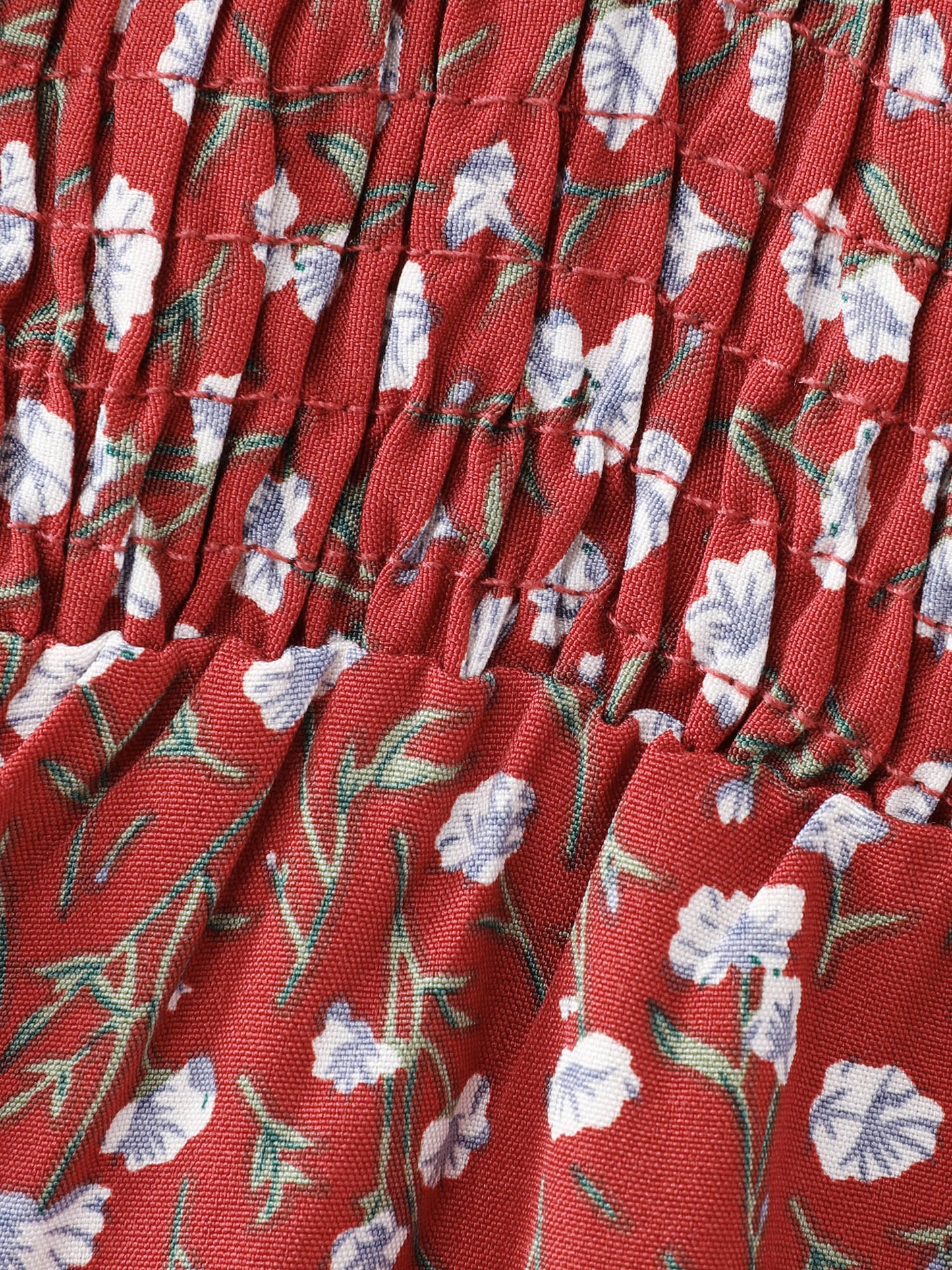 Floral Print Square Neckline Drawstring Midi Dress