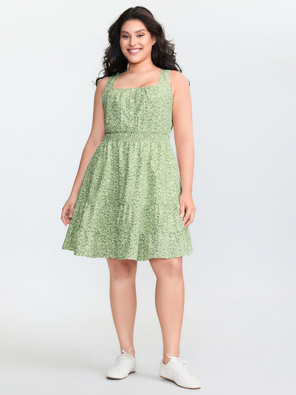 Breezy Floral Print Ruffled Hem Mini Dress
