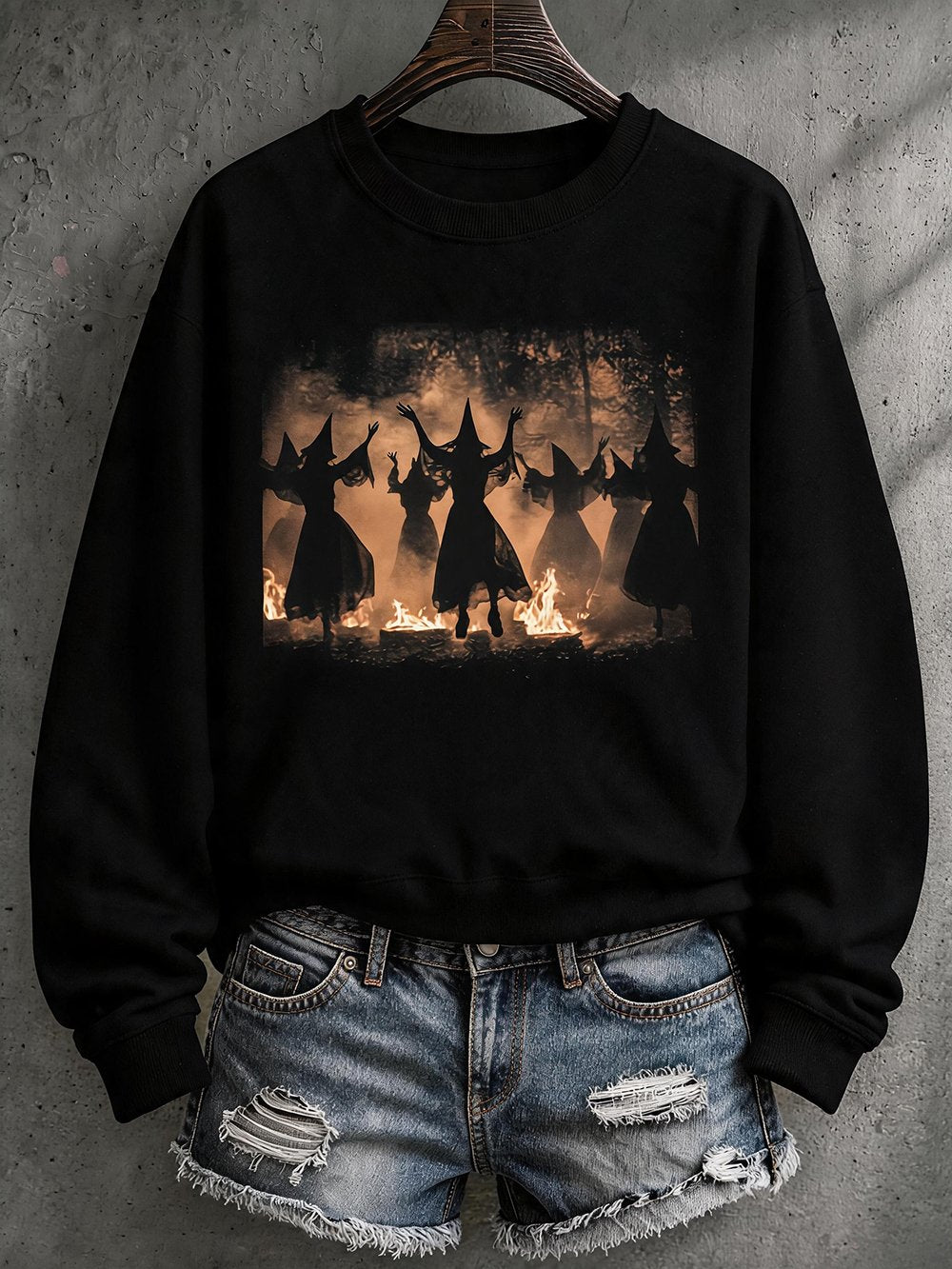 Women's Halloween Print Crew Neck Long-Sleeve Sweatshirt
