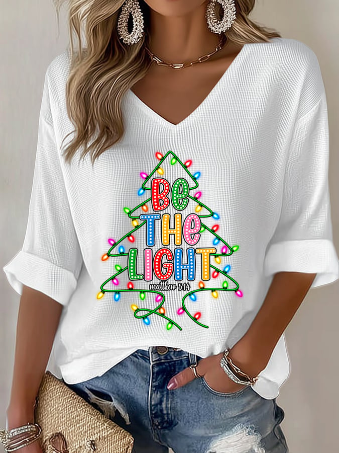 Women's Casual Printed Waffle Top