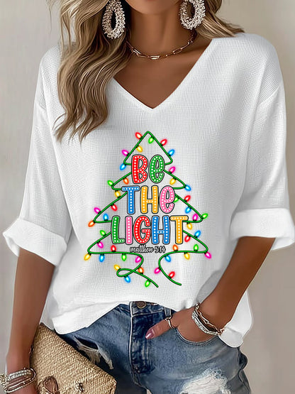 Women's Casual Printed Waffle Top