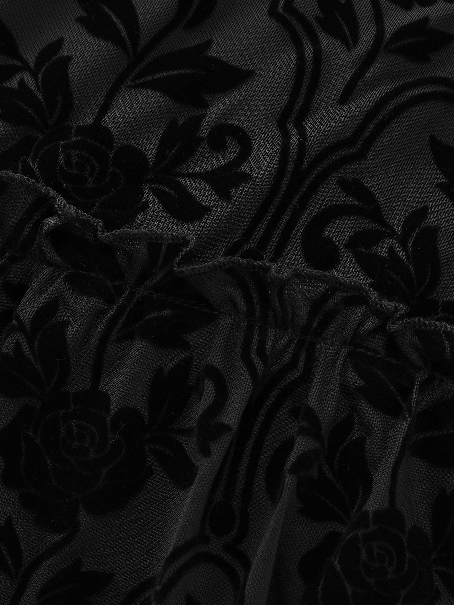Flocked Spliced Velvety Tie Maxi Dress