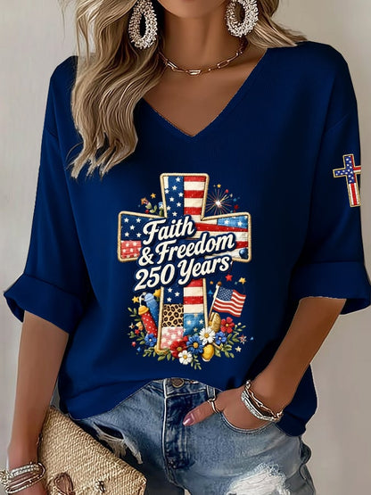 Women's American 250th Anniversary Faith & Freedom  Top