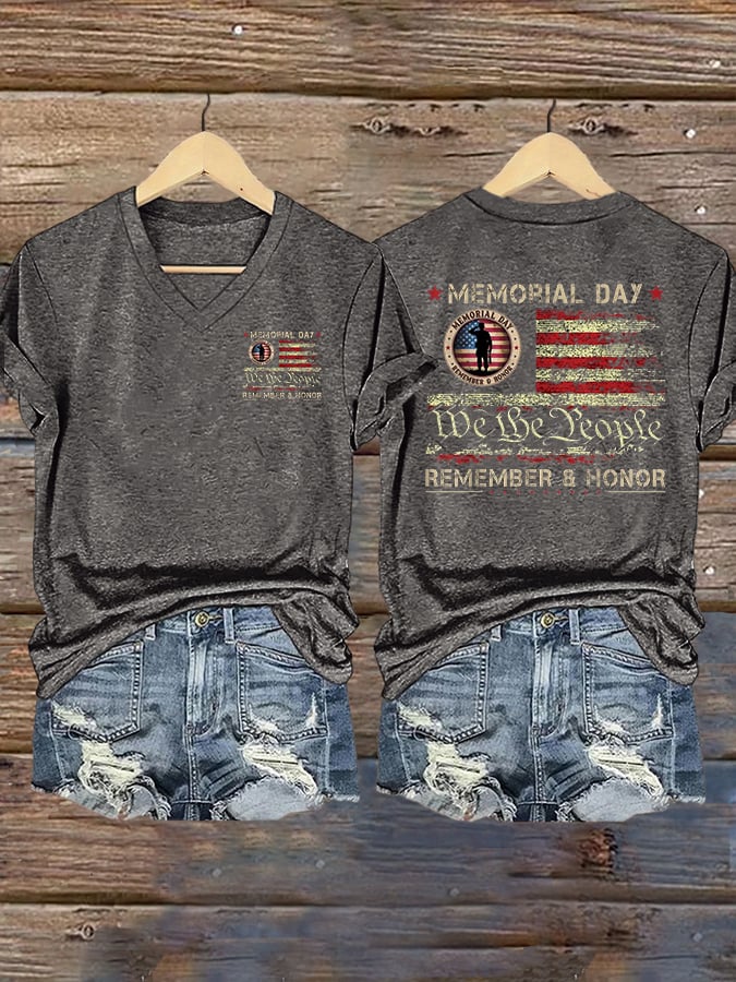 Women's Casual Memorial Day Printed Short-Sleeve T-Shirt