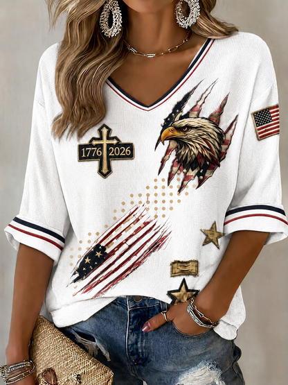 Women'S American Flag Faith Printed Casual T-Shirt