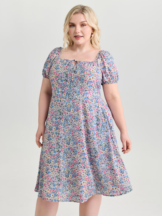 In Bloom Cinched-Waist Midi Dress