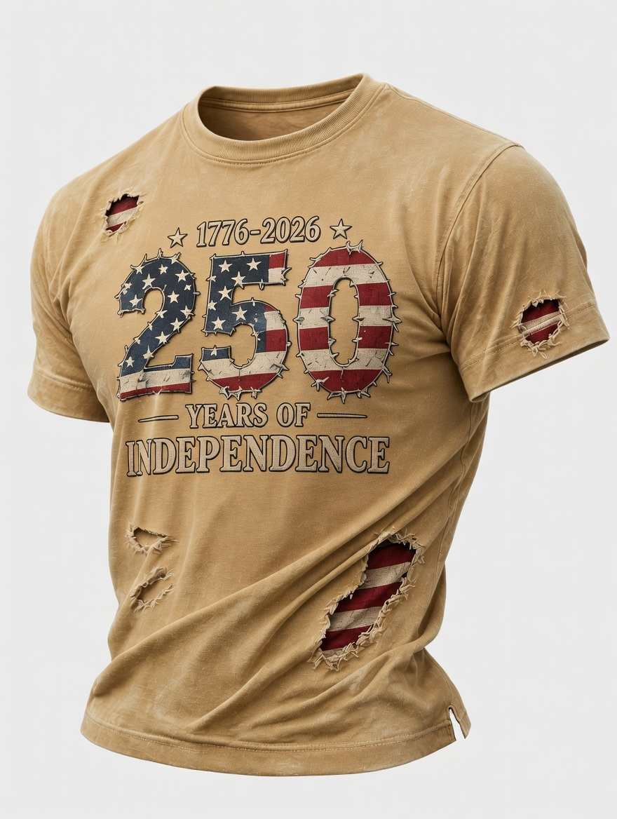 Men's 250 Years of Independence 1776-2026 Distressed Patriotic T-Shirt