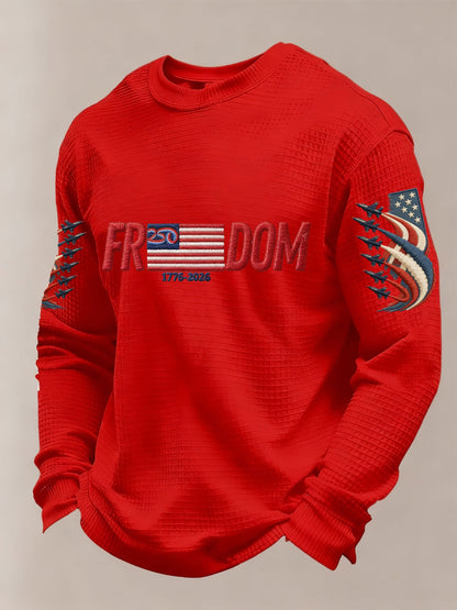 Men's American 250th Anniversary Print Waffle Knit Long-Sleeve T-Shirt