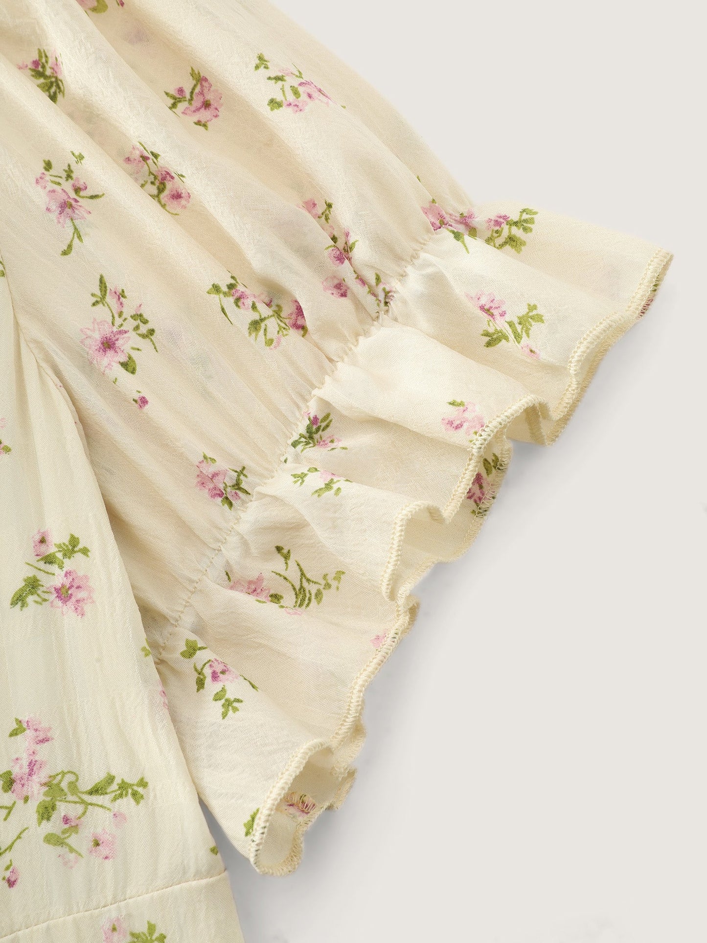 Delicate Floral Print Bow-Knot Maxi Dress