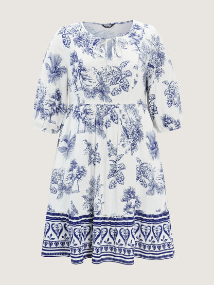 Rayon Gathered Lined Pockets Mini Dress