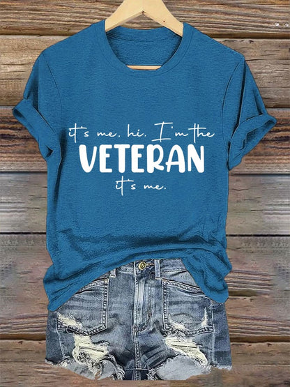 Women's "It's me, hi! I'm the VETERAN it's me" printed T-shirt