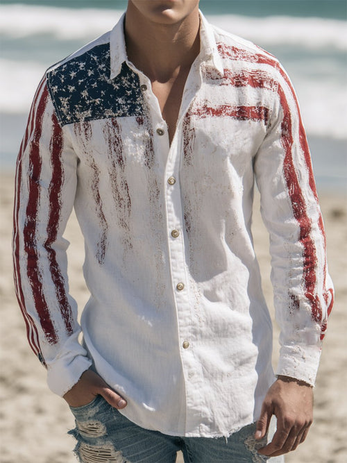 Men's Retro American 250th Anniversary Long-Sleeve Shirt