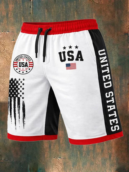 Men's 250th Anniversary National Flag Print Casual Shorts