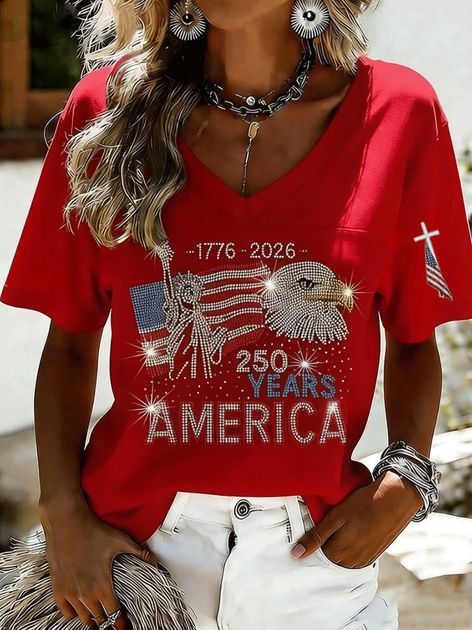 Women's 250th Anniversary Printed V-Neck T-Shirt